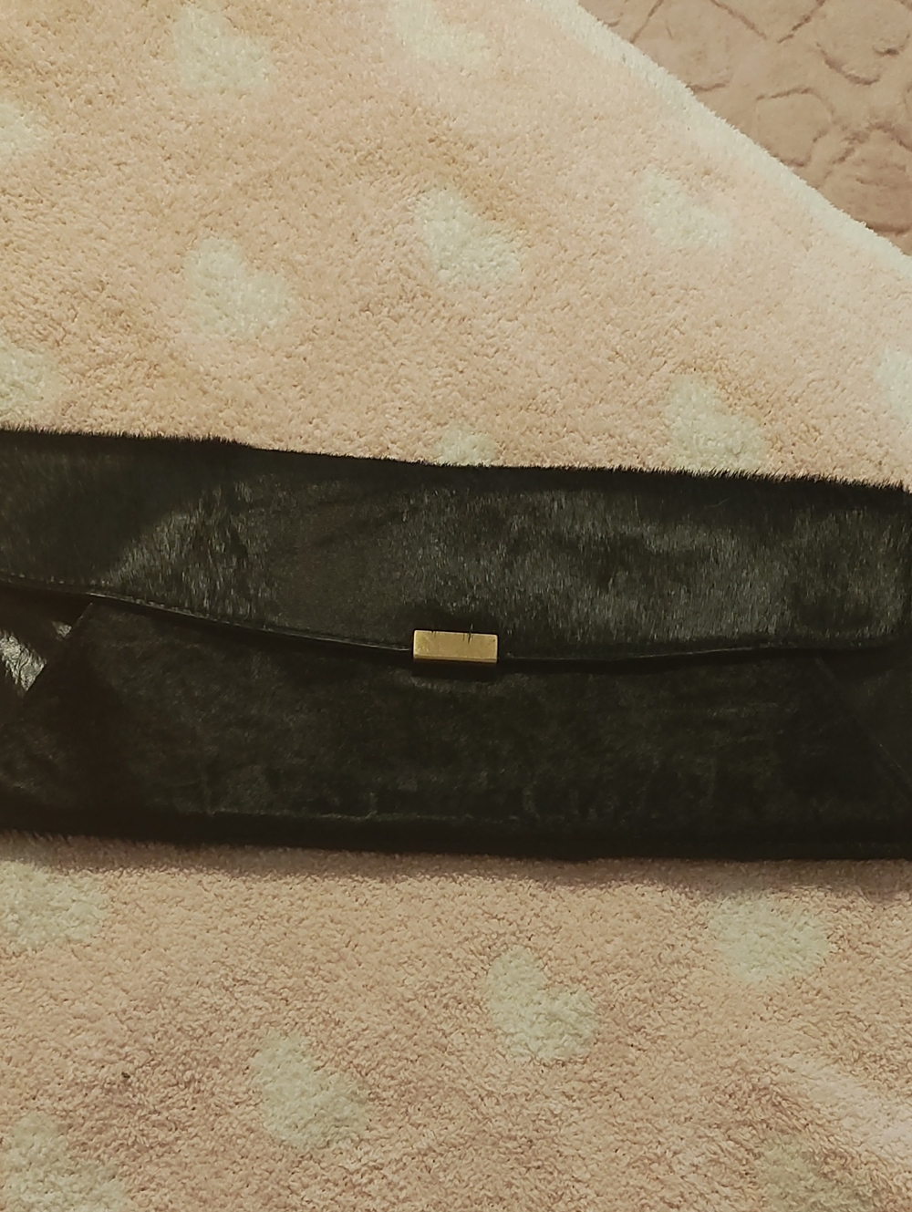 Steven By Steve Madden Hair calf Envelope Real Leather Clutch with Gold Accent